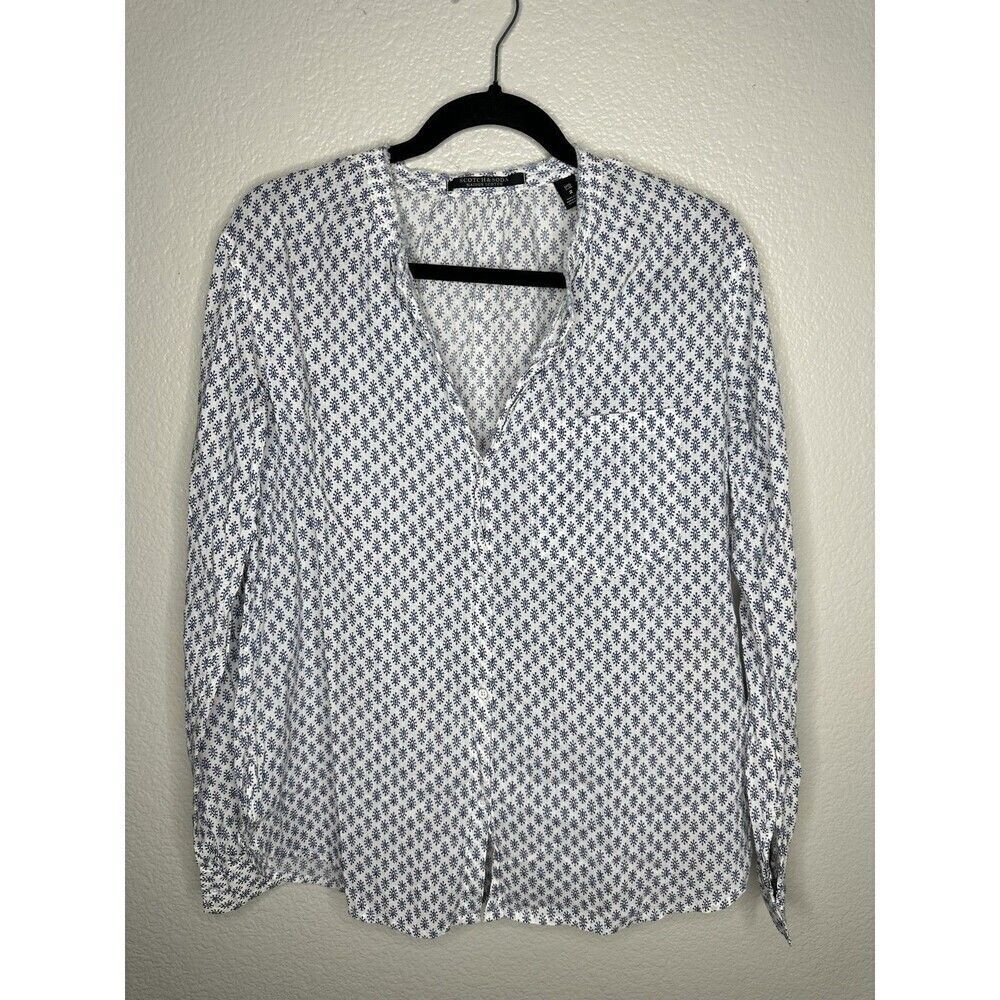 Scotch & Soda Maison Scotch Shirt Womens Size 2 US XS Blue Print Long Sleeve